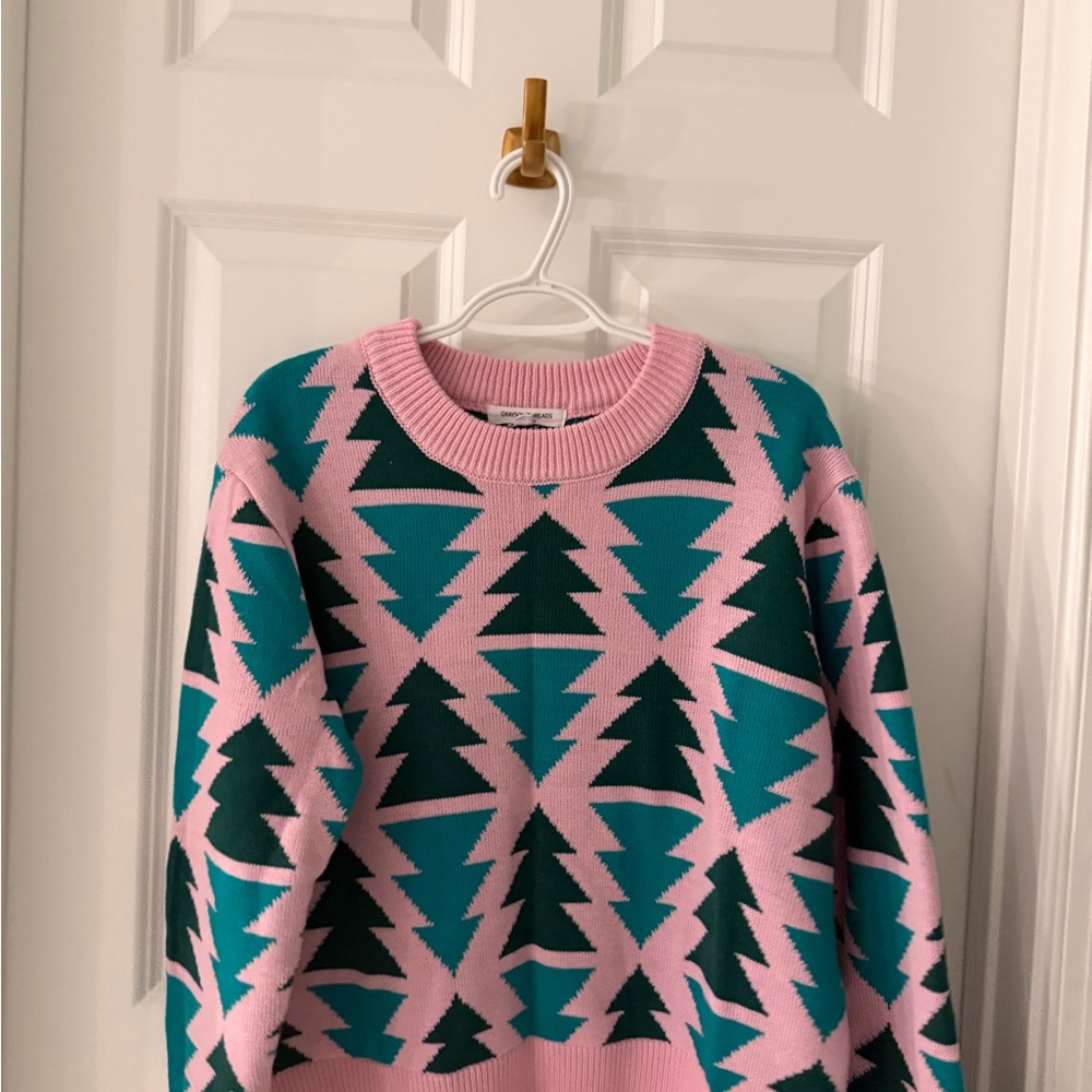 Grayson Threads Pink and Teal Patterned Sweater